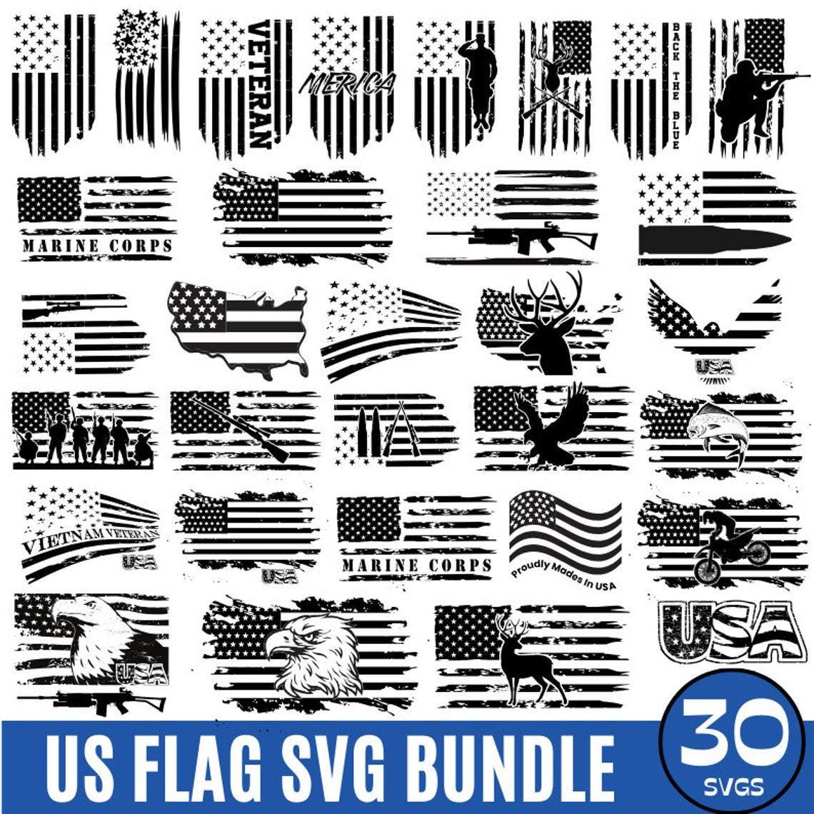 American Flag, We The People Right Constitution Veteran Army SVG Bundle, Distressed Flag, Patriotic Flag, 30 files svg png