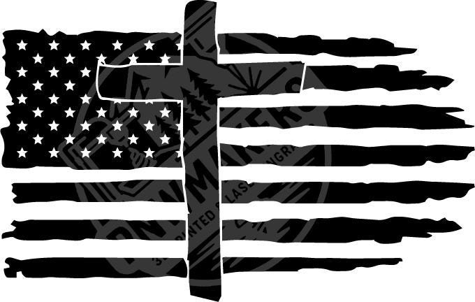 SVG - Distressed American Flag with Cross - Christian Cross - Jesus Christ - Digital Download - Cutting File