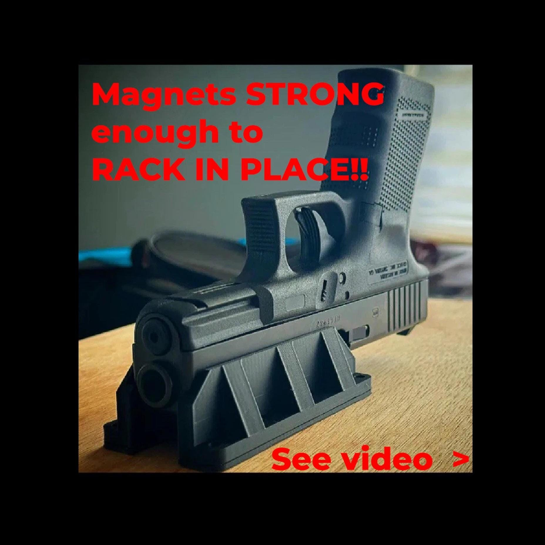 Glock 17/19 Magnetic Pistol Mount - Truck/Car, Under-Dash, Under-Desk, or Wall Gun Holder