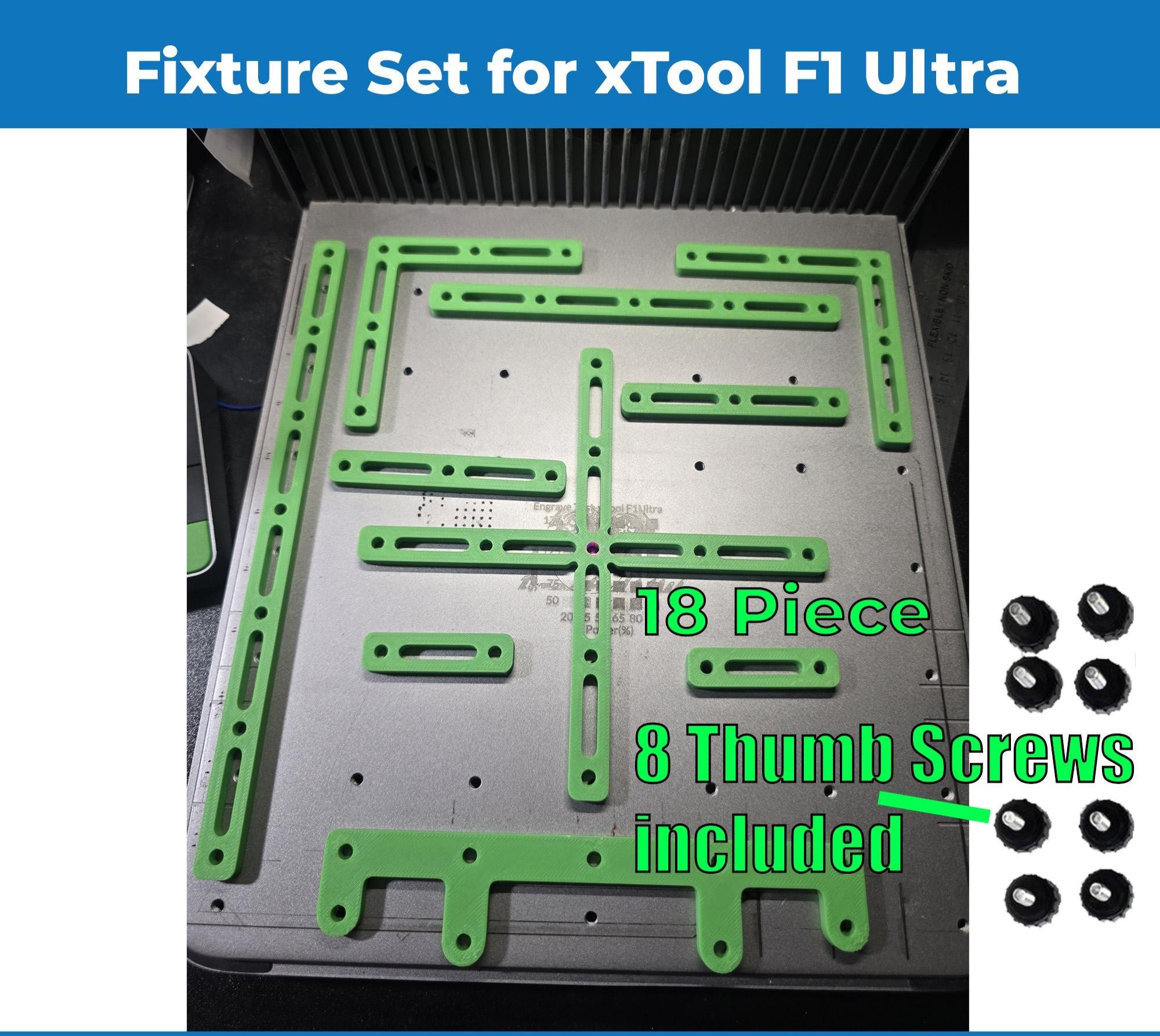 xTool F1/F2 Ultra Fixture Kit: 18-Piece Laser Jig & Fence Set - Mount any Item for Production - Fiber Laser Fixture Set