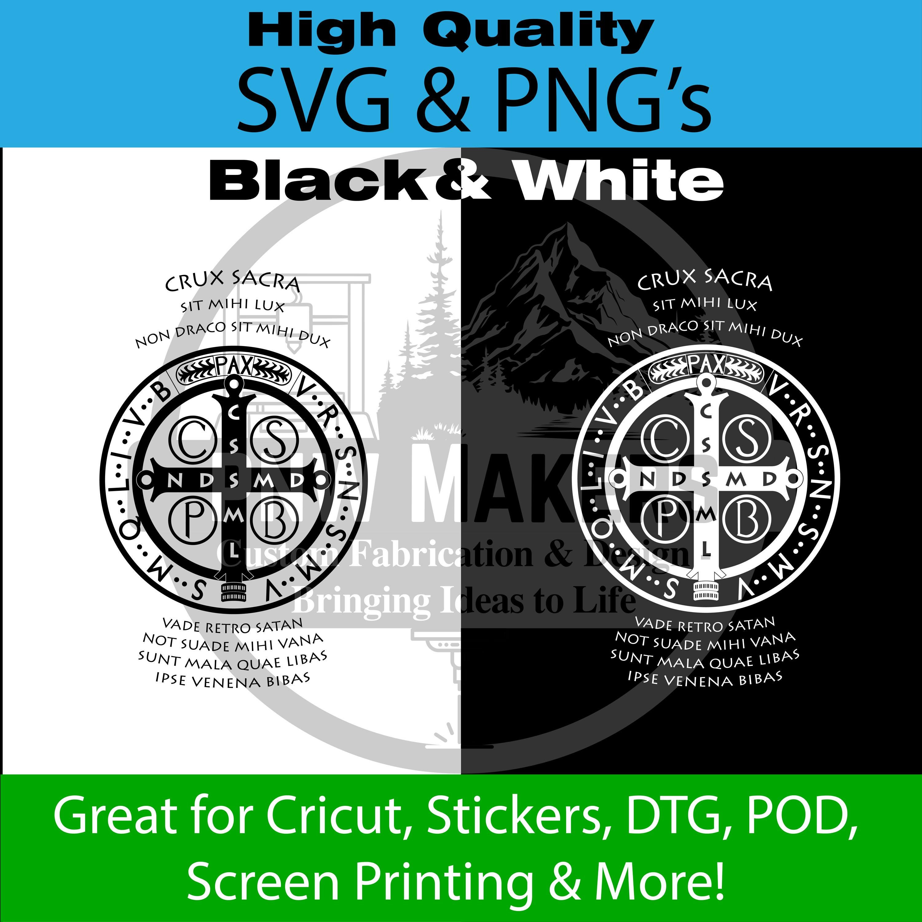 Saint Benedict Medal SVG PNG | Crux Sacra Sit Mihi Lux | Vade Retro Satan Design | Christian Talisman SVG for Cricut & Laser Engraving
