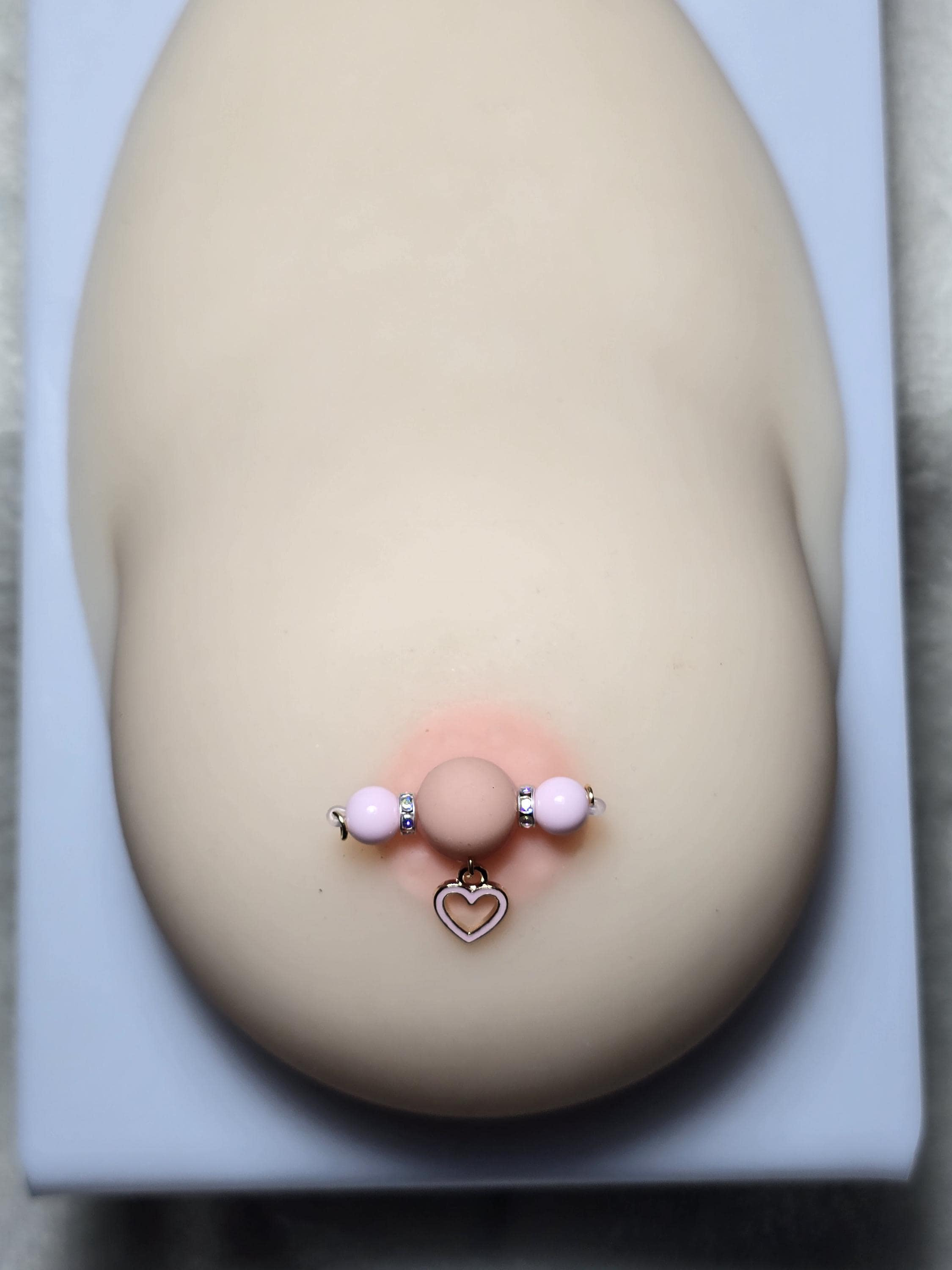 Heart Charms Fake Nipple Rings