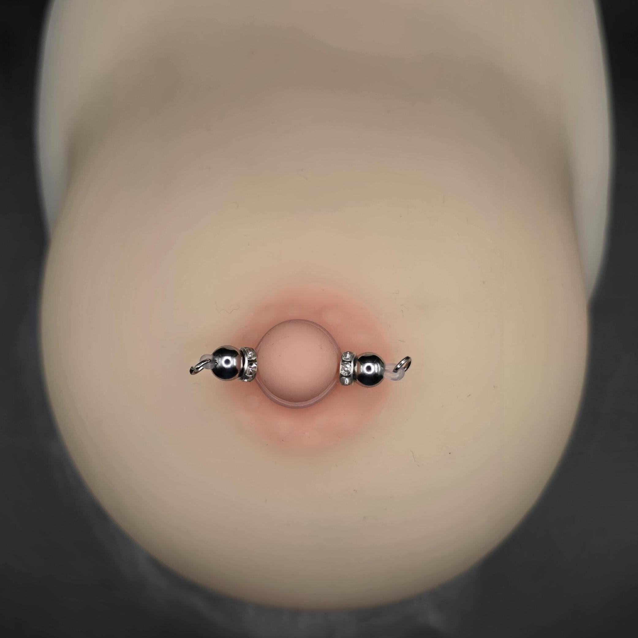 Pair of Fake Nipple Piercings: All Stainless Steel Barbells