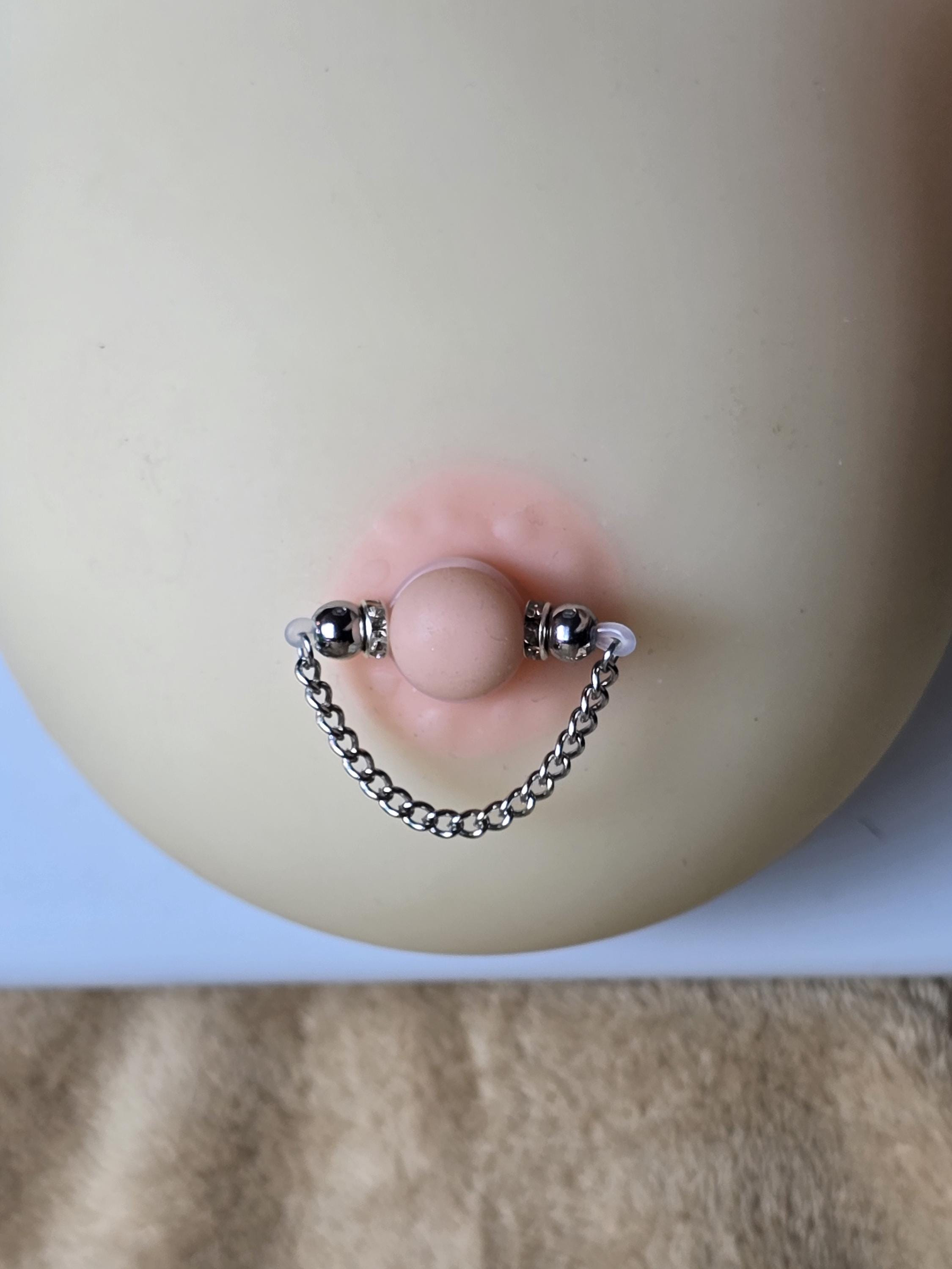 Pair of Fake Nipple Rings with Chains
